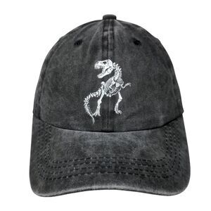 Skull Dinosaur Slideback Hat Gray OSFA Adjustable Vented Holes 6 Panel Waldeal